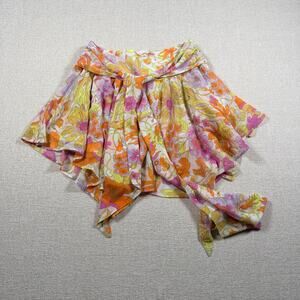 NEW women's flowy floral skirt short layered pink orange forever 21 Small